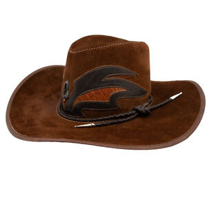 Vintage San Zeno Cowboy Western Festival Hat Brown Suede Leather SIZE M